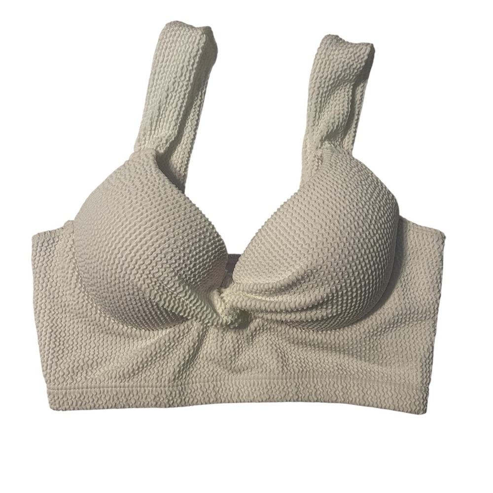 White Tank Top with Textured Knit and Front Tie